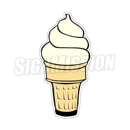 SIGNMISSION Safety Sign, 1.5 in Height, Vinyl, 16 in Length, Soft Ice Cream Cone Vanilla D-DC-16-Soft Ice Cream Cone Vanilla